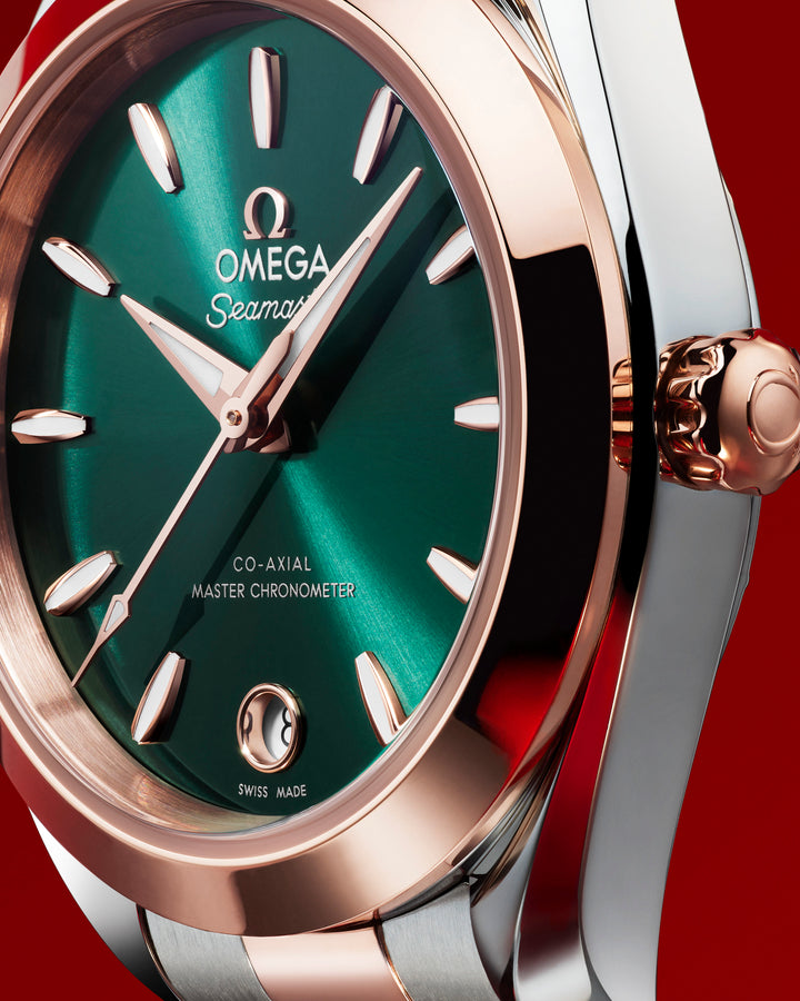 OMEGA Seamaster Aqua Terra 150M - 220.20.30.20.10.002 – Automatikwerk – grün - 30 mm - Damenuhr aus Roségold