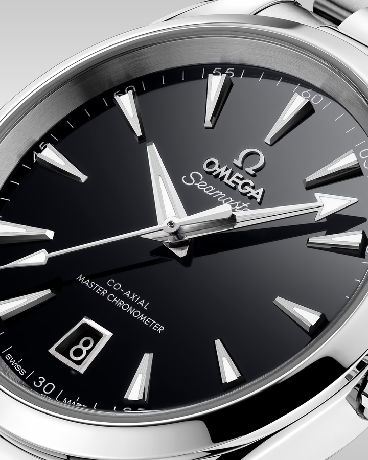 OMEGA - Seamaster Aqua Terra 150M - 220.10.38.20.01.004 – Automatikwerk – schwarz - 38 mm - Herren- und Damenuhr mit schwarz lackierten Zifferblatt