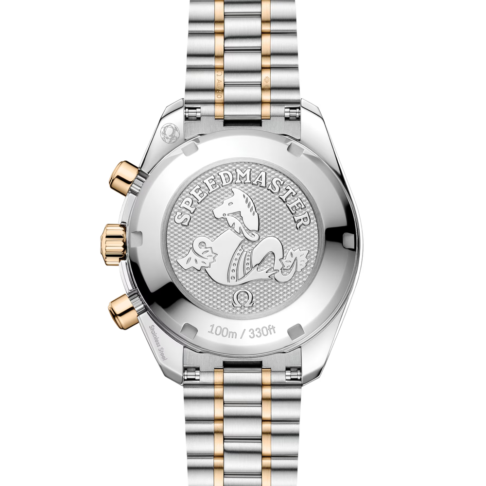 OMEGA Speedmaster 38 - 324.20.38.50.02.001 - Automatik-Chronograph - Silber, Gold, Grün - 38 mm - Herren- und Damenuhr