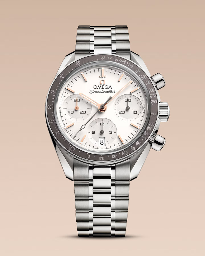OMEGA Speedmaster 38 - 324.30.38.50.02.003 - Automatik-Chronograph - silber, grau - 38 mm - Herren- und Damenuhr