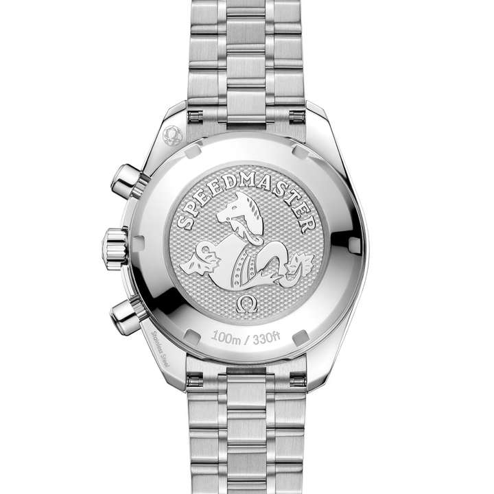 OMEGA Speedmaster 38 - 324.30.38.50.02.003 - Automatik-Chronograph - silber, grau - 38 mm - Herren- und Damenuhr mit Edelstahlgehäuseboden