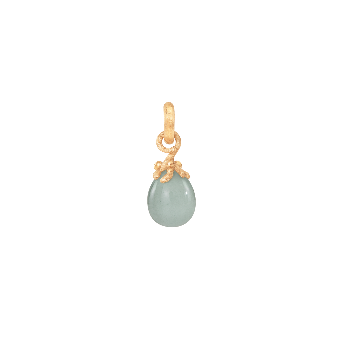 Ole Lynggaard Sweet Drop Anhänger, ein treppenförmiger Aquamarine mit. filigraner Goldfassung und einer Öse zum öffnen.