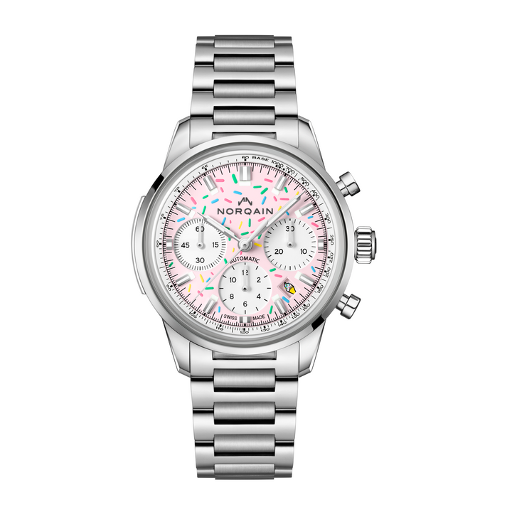 NORQAIN - Freedom Chrono Enjoy Life "Sprinkles" - N2201.19S04.K01 – Automatik-Chronographenwerk – rosa, weiß - 40 mm - Herren- und Damenuhr