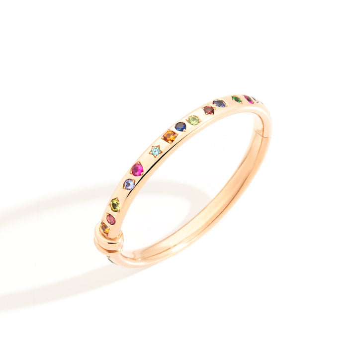 Pomellato Iconica Armreif PBC1001_O7000_000VA aus Roségold und verschiedenen Farbsteinen. 