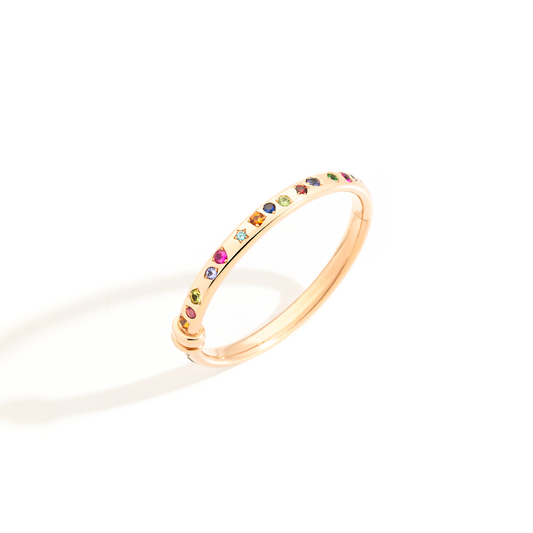 Pomellato Iconica Armreif PBC1001_O7000_000VA aus Roségold und verschiedenen Farbsteinen. 