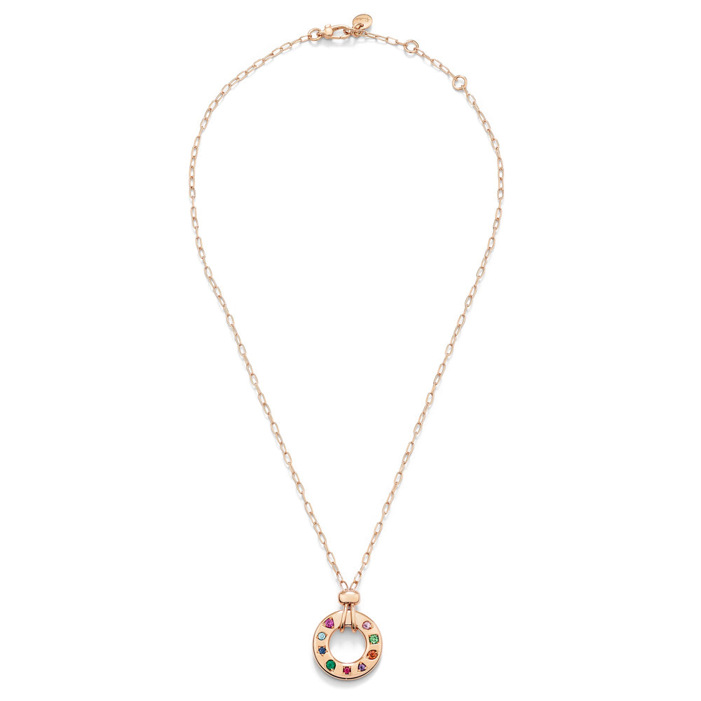 Pomellato Iconica Collier PCC5041_O7000_000VA aus Roségold und Farbstein-Mix. Kettenlänge 40-42-45cm.