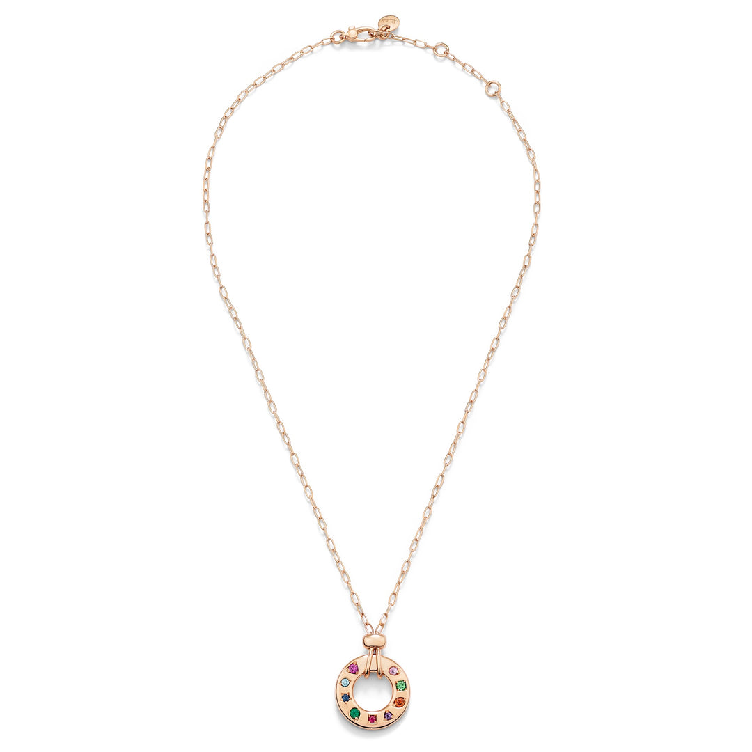 Pomellato Iconica Collier PCC5041_O7000_000VA aus Roségold und Farbstein-Mix. Kettenlänge 40-42-45cm.
