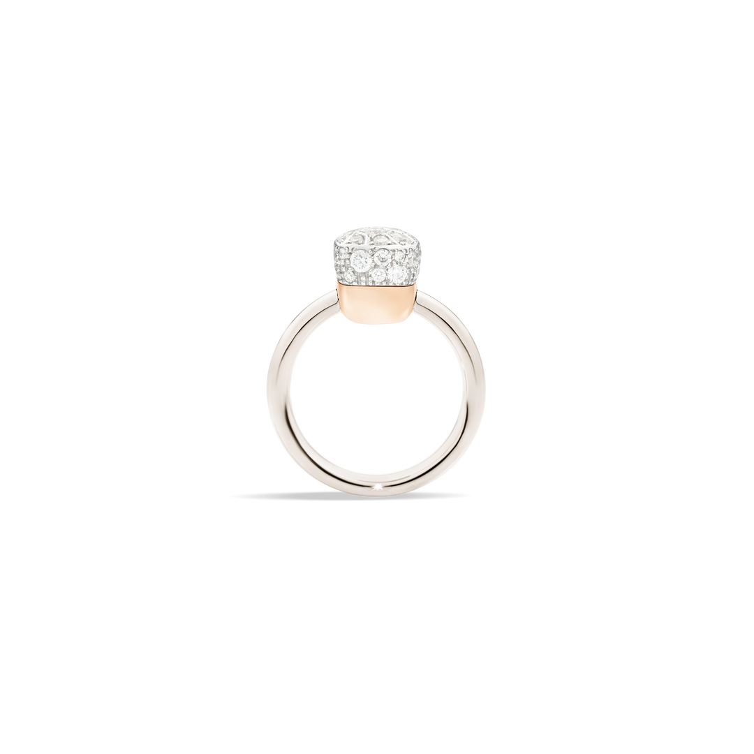 Pomallato Nudo Diamant Solitär Ring aus Weißgold und Rségold-Fassung. (Seitenansicht)