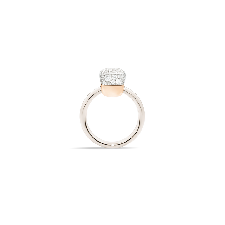 Pomallato Nudo Diamant Solitär Ring aus Weißgold und Rségold-Fassung. (Seitenansicht)