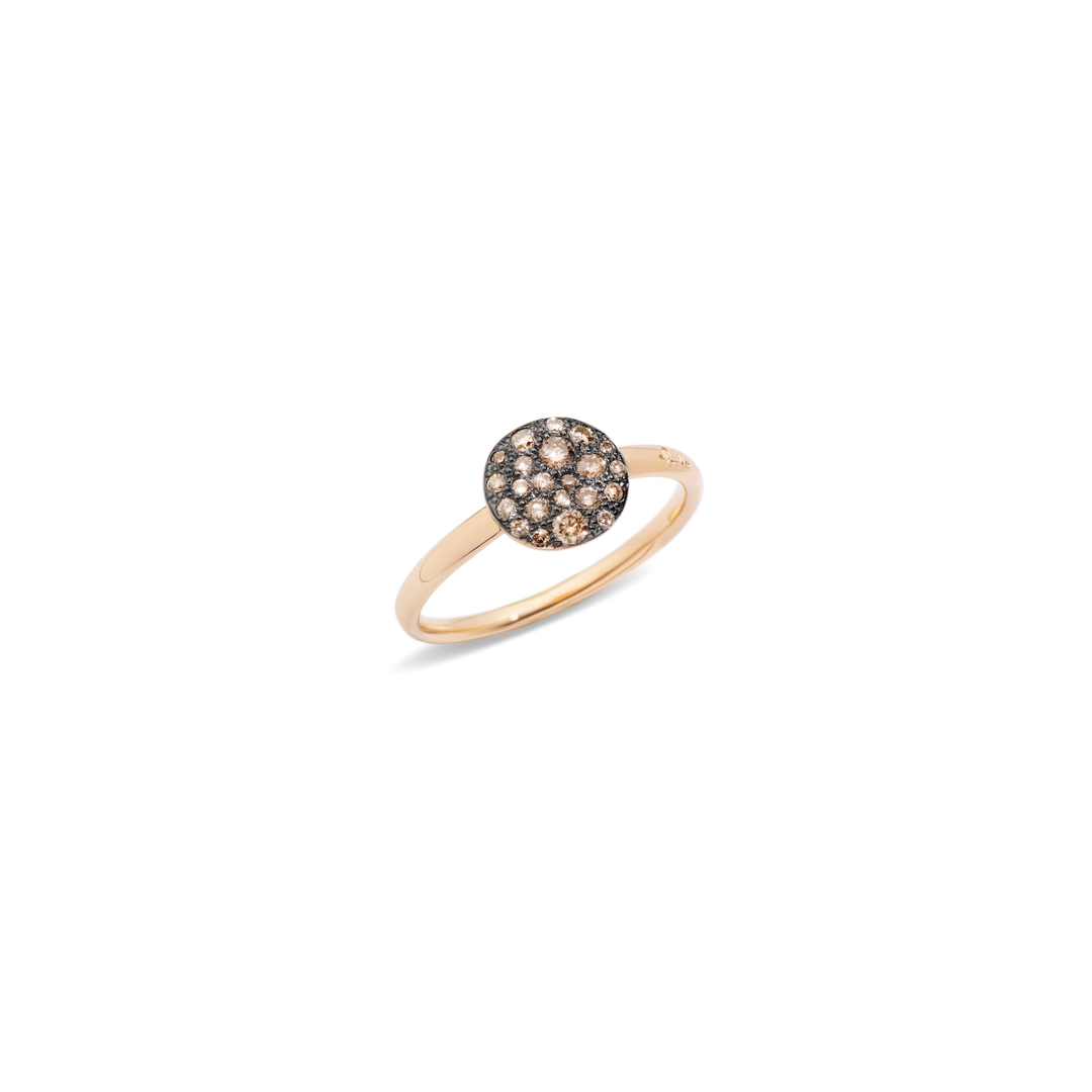 Pomellato Sabbia Ring aus Roségold und Diamant-Pave aus braunen Brillanten.