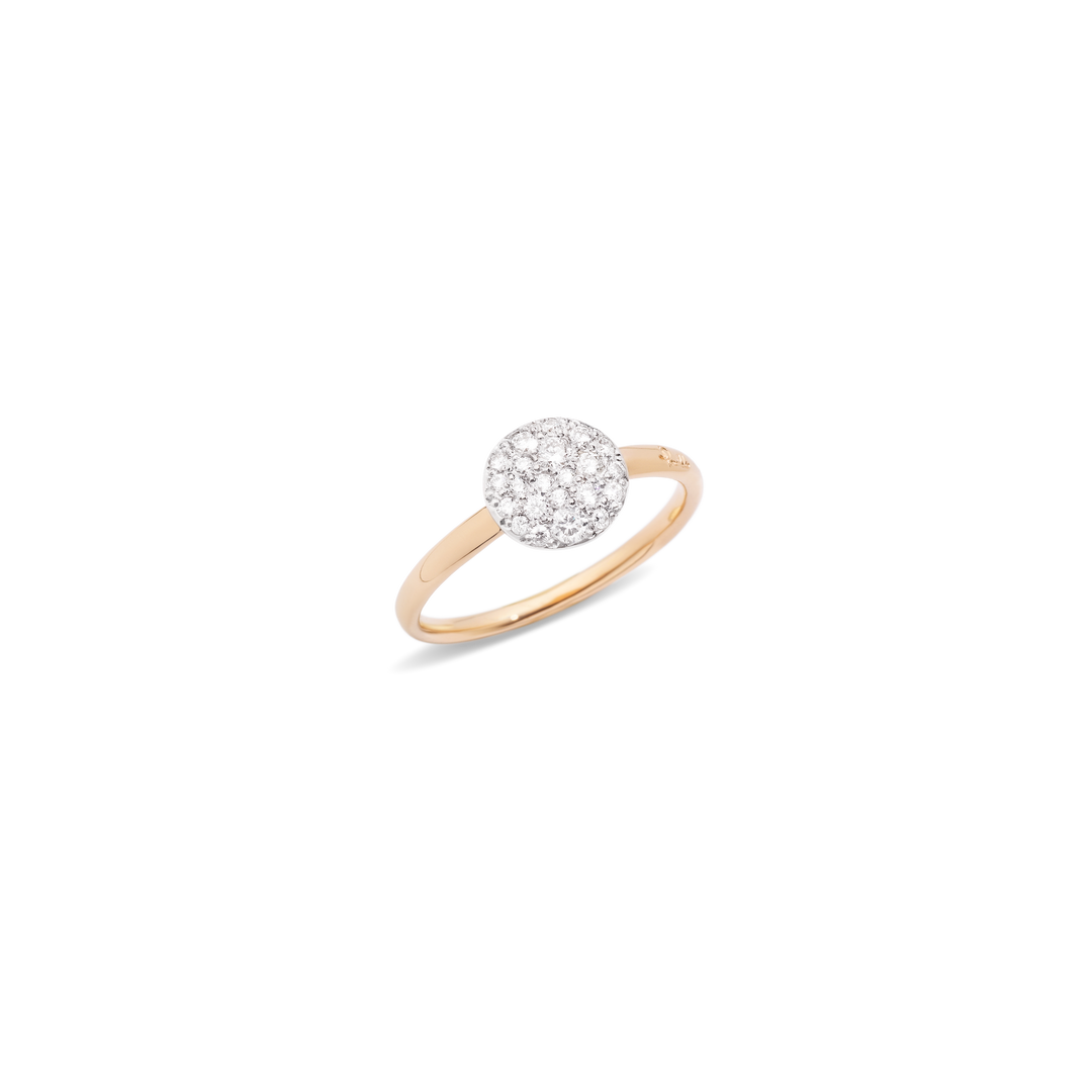 Pomellato Sabbia Ring mit runder Pavee Fassung und weißen Diamanten. Referenz PAB4070_O7000_DB000