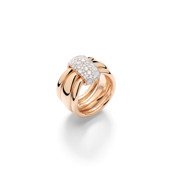 Pomellato Together Ring PAC6010_O7WHR_DB000 mit 3. reihiger Ringschiene und Diamantpave Band.