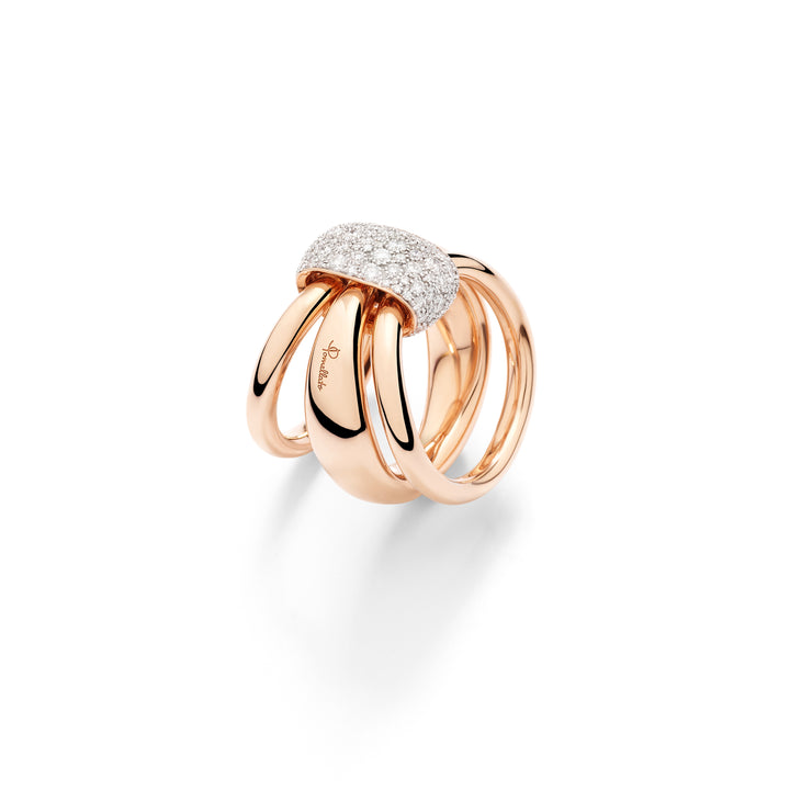 Pomellato Together Ring PAC6010_O7WHR_DB000 mit 3. reihiger Ringschiene und Diamantpave Band.