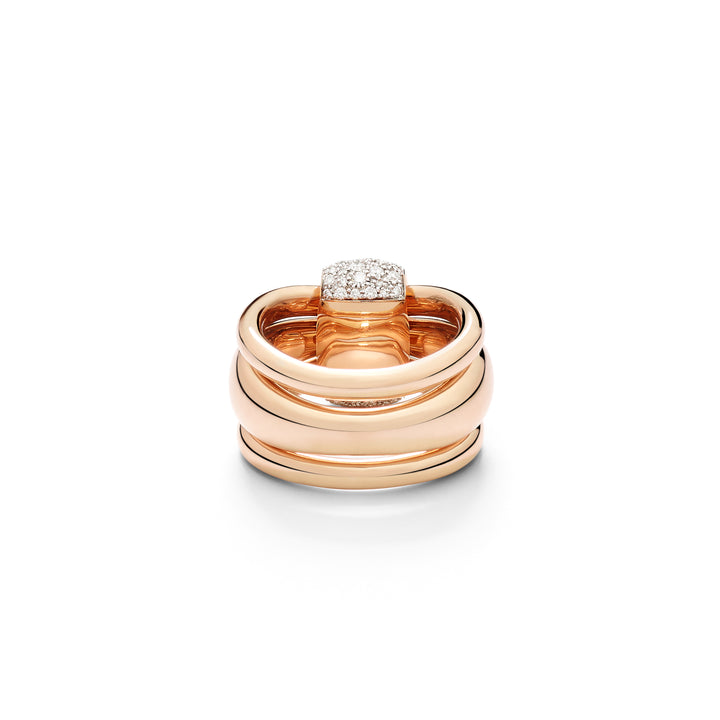Pomellato Together Ring PAC6010_O7WHR_DB000 mit 3. reihiger Ringschiene und Diamantpave Band.