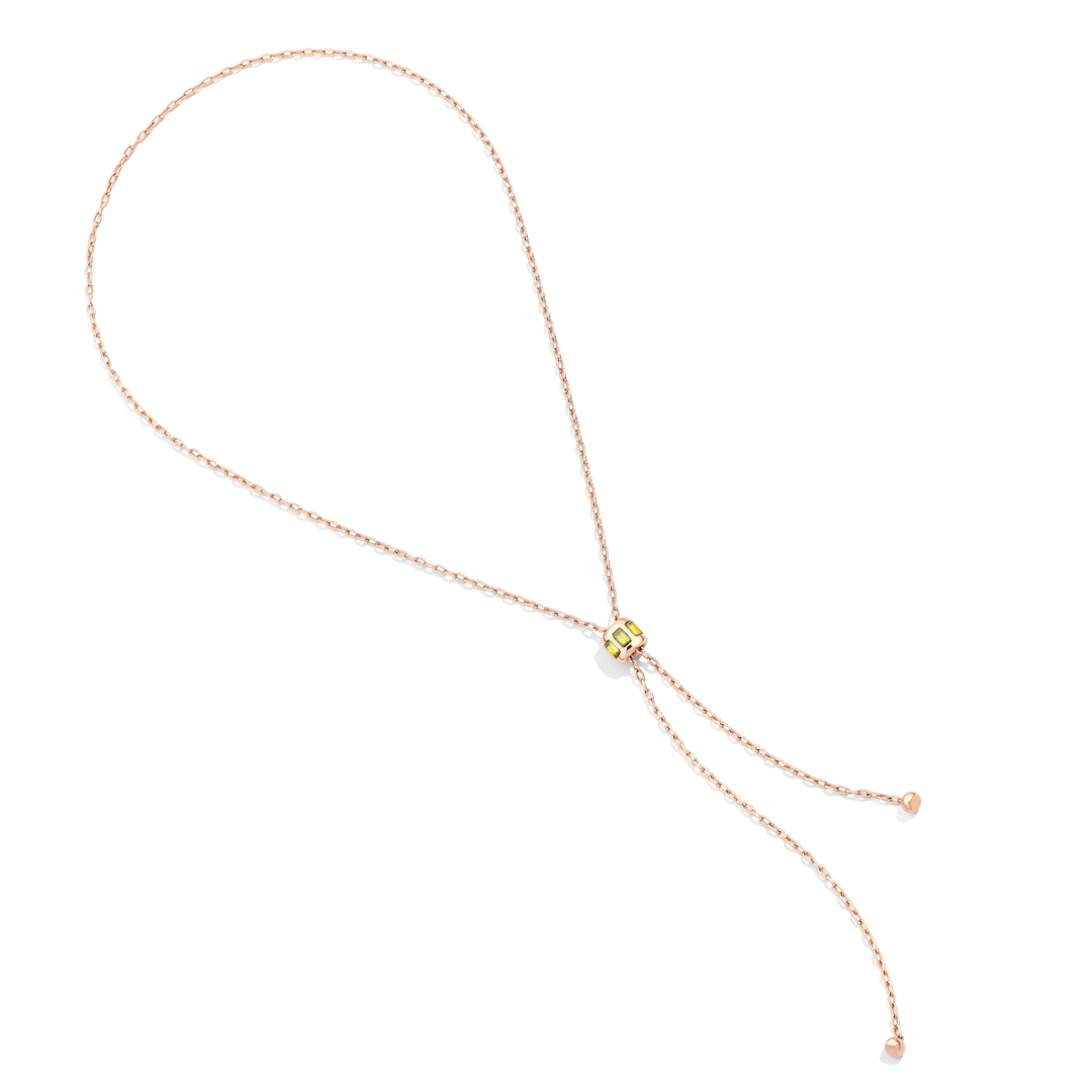 Pomellato Iconica Halskette PCC3020_O7000_000EY aus Roségold mit verstellbarem Verschluss und Peridot Farbsteinen 