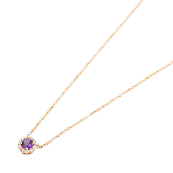 Ponte Vecchio Iris Mini Collier CP2013AMR aus Roségolf , Amethyst und Diamanten.
