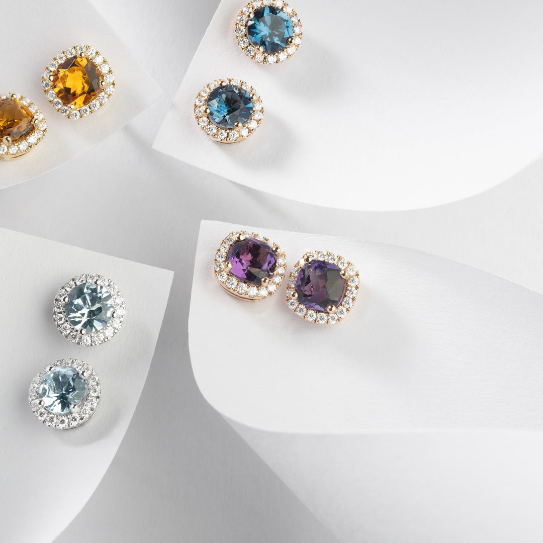Ponte Vecciho Iris Mini Ohrstecker CO2013AMR aus Roségold, Amethyst und Diamanten