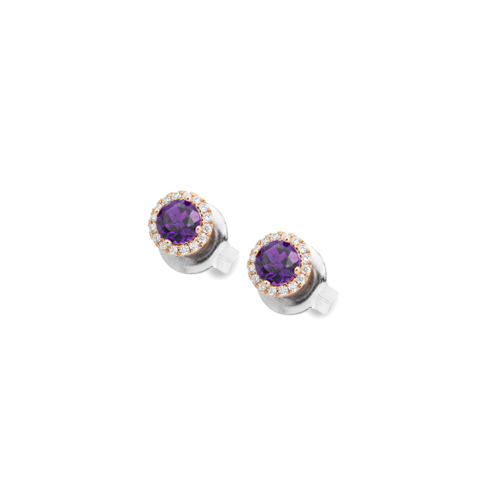 Ponte Vecciho Iris Mini Ohrstecker CO2013AMR aus Roségold, Amethyst und Diamanten