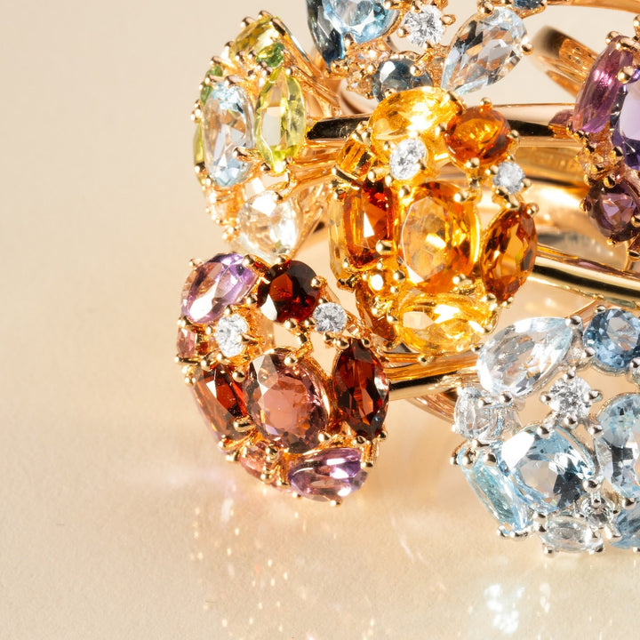 Ponte Vecchio Iris Ring CA1758GRR-P aus Roségold, Rubin, Granat, Amethyst und Diamanten