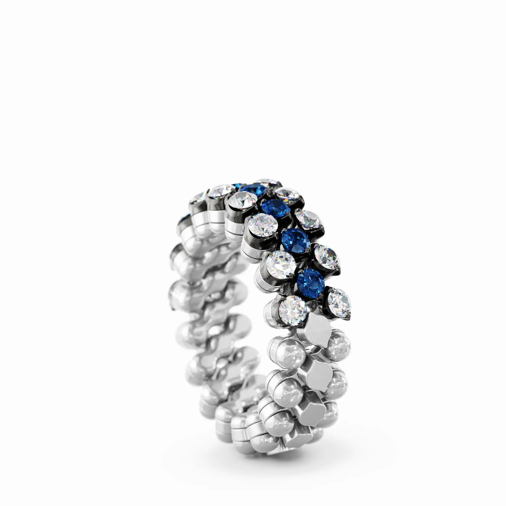 Serafino Consoli - Multi Size Ring - RMS 3H 4RG WBG WD BS - Weißgold - Diamanten und Safire - Multisize Ring für Damen