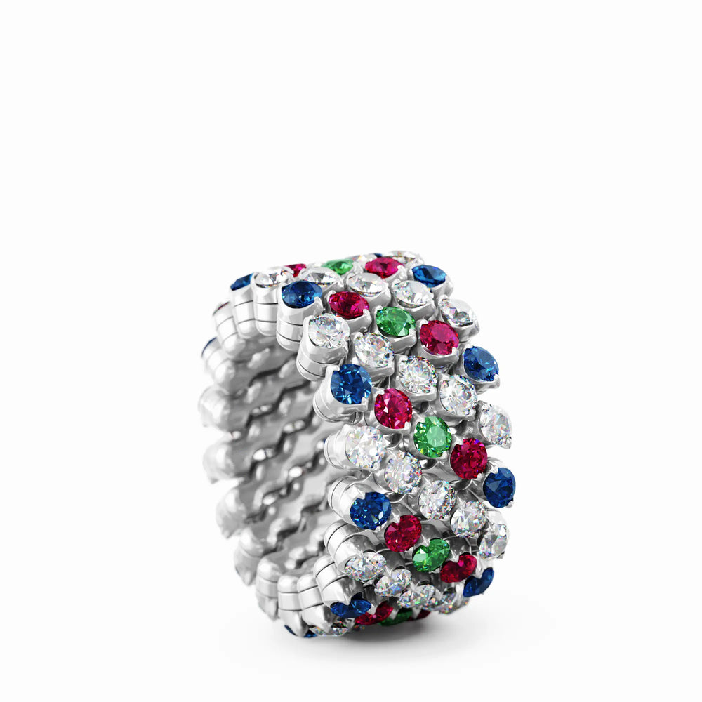 Serafino Consoli - Multi Size Ring - RMS 5F4 WG WD BS R T MC - Weißgold - Diamanten, Safire, Tsavorite, Rubine - Multi Size Ring für Damen