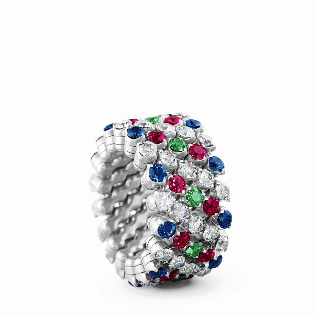 Serafino Consoli - Multi Size Ring - RMS 5F4 WG WD BS R T MC - Weißgold - Diamanten, Safire, Tsavorite, Rubine - Multi Size Ring für Damen