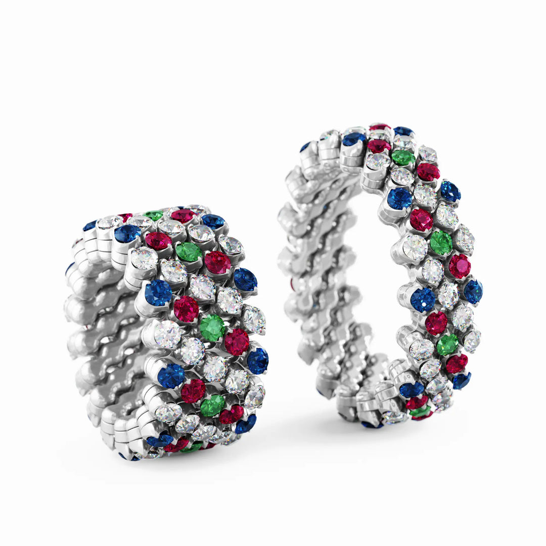 Serafino Consoli - Multi Size Ring - RMS 5F4 WG WD BS R T MC - Weißgold - Diamanten, Safire, Tsavorite, Rubine - Multi Size Ring für Damen