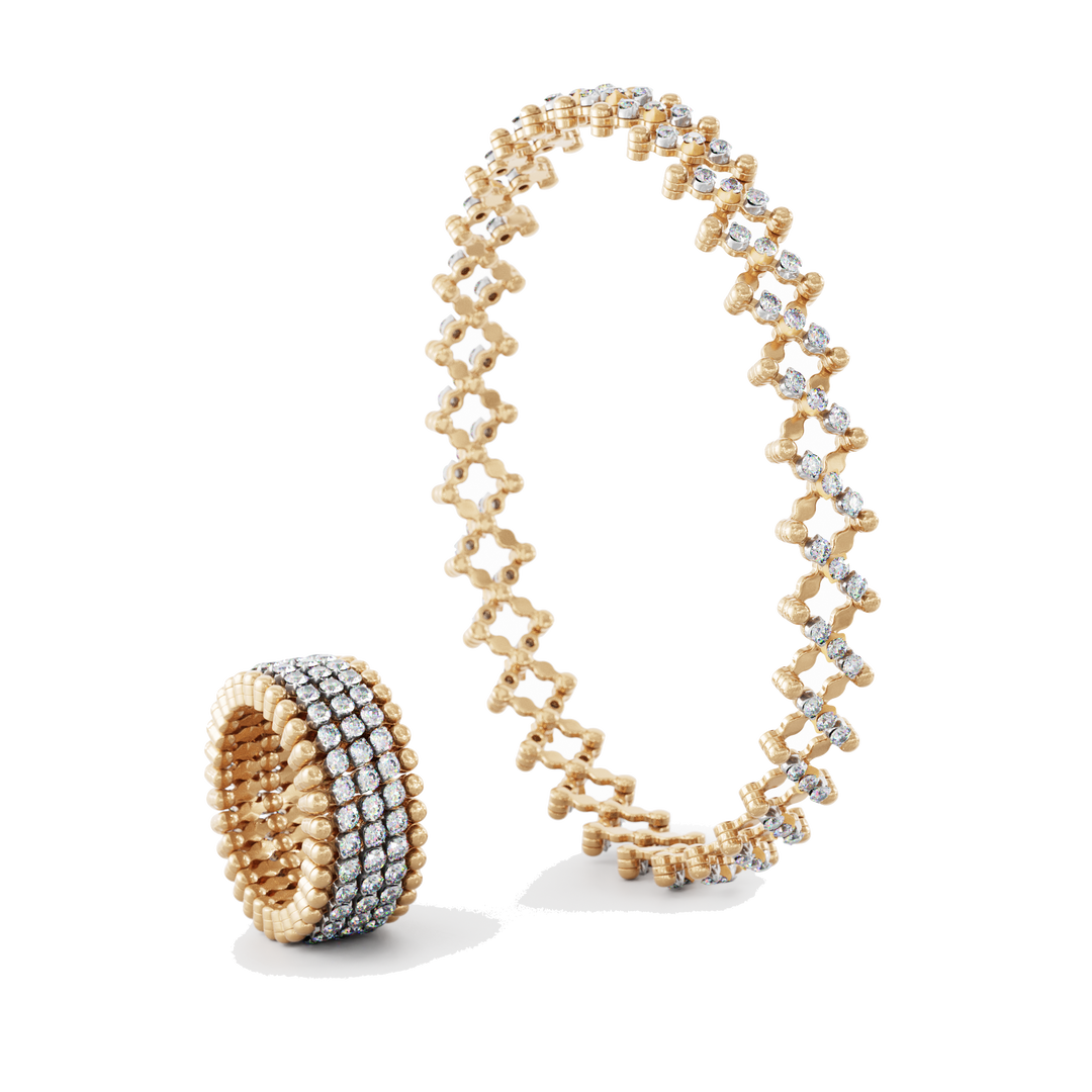 Serafino Consoli Ring S.RB 5M2 RWG WD aus Rosé- und Weißgold. Der Ring lässt sich durch eine einfache Handbewegung zur Armreif vergrößern.