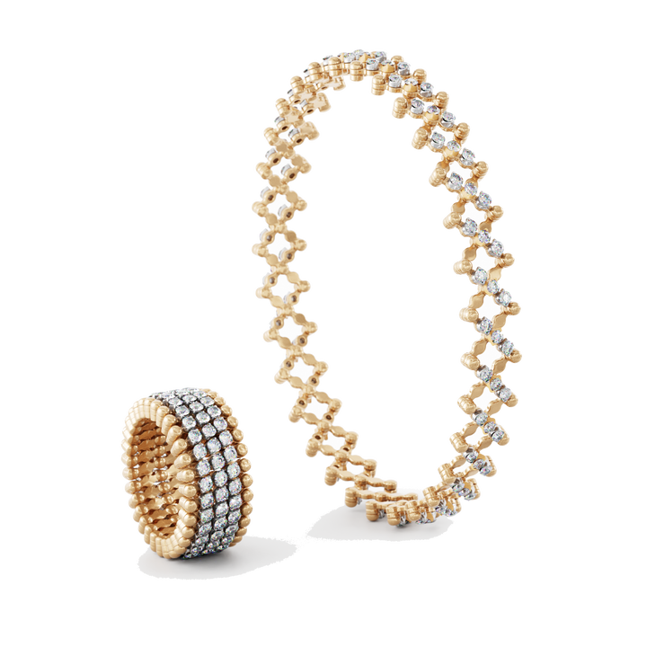 Serafino Consoli Ring S.RB 5M2 RWG WD aus Rosé- und Weißgold. Der Ring lässt sich durch eine einfache Handbewegung zur Armreif vergrößern.
