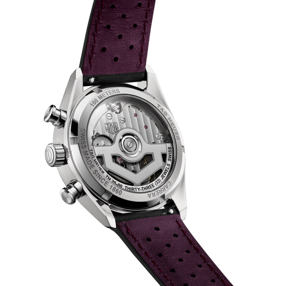 TAG Heuer - Carrera Chronograph - CBS2212.FC6607 – Automatikwerk – lila, schwarz - 39 mm - Herrenuhr mit Saphirglasboden