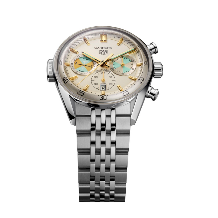 TAG Heuer - Carrera Chronograph Seafarer - CBS2016.EB0430 – Automatikwerk – beige - 42 mm - Herrenuhr in beige