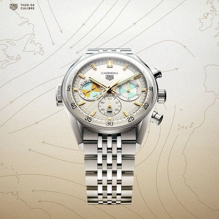 TAG Heuer - Carrera Chronograph Seafarer - CBS2016.EB0430 – Automatikwerk – beige - 42 mm - Herrenuhr in Mönchengladbach kaufen