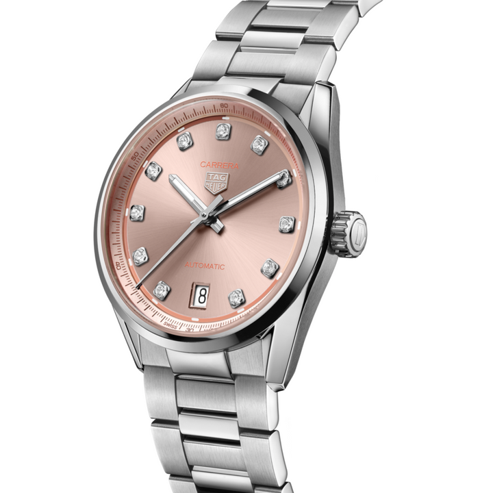 TAG Heuer Carrera Date - WBN231D.BA0001 – Automatikwerk – rosa - 36 mm - Damenuhr und Diamanten