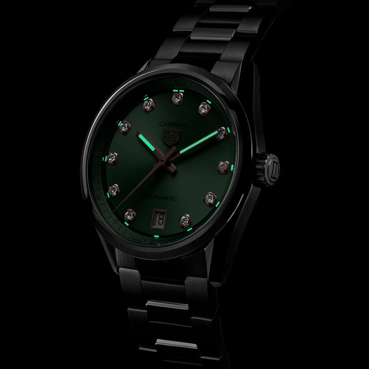 TAG Heuer - Carrera Date - WBN2317.BA0001 – Automatikwerk – grün - 36 mm - Damenuhr mit Super-LumiNova®