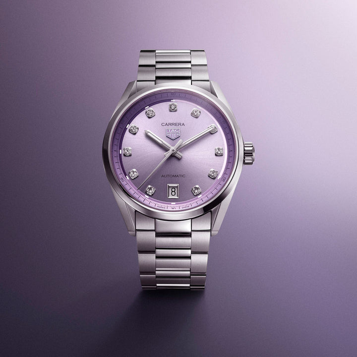 TAG Heuer - Carrera Date &nbsp;- WBN2319.BA0001 – Automatikwerk – lila - 36 mm - Damenuhr bei Juwelier Krebber in Mönchengladbach