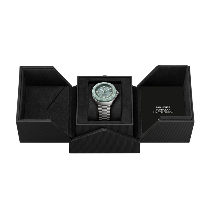 TAG Heuer - Formula 1 Solargraph Limited Edition - WBY111B.BA0042 – Solargraph Quarzwerk – grün - 38 mm - Damenuhr; Uhrenbox