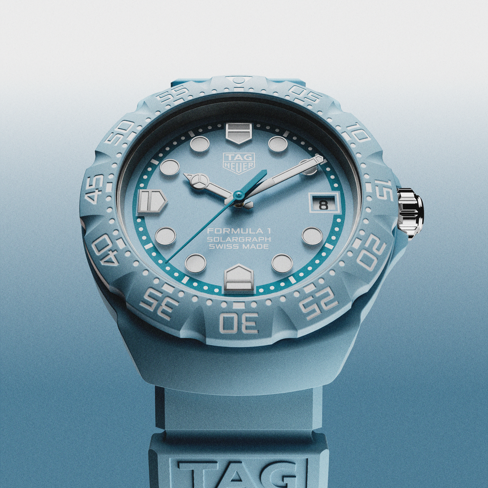 TAG Heuer - Formula 1 Solargraph Limited Edition -WBY1163.FT8113 – Solargraph Quarzwerk – blau - 38 mm - Herren- und Damenuhr in pastellblau