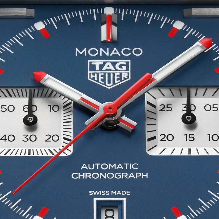 TAG Heuer Monaco Chronograph - CDW2181.FC8360 - Automatik-Chronographenwerk - Blau, weiß, schwarz - 39 mm - Herrenuhr in blau