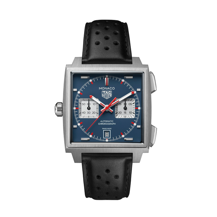 TAG Heuer Monaco Chronograph - CDW2181.FC8360 - Automatik-Chronographenwerk - Blau, weiß, schwarz - 39 mm - Herrenuhr
