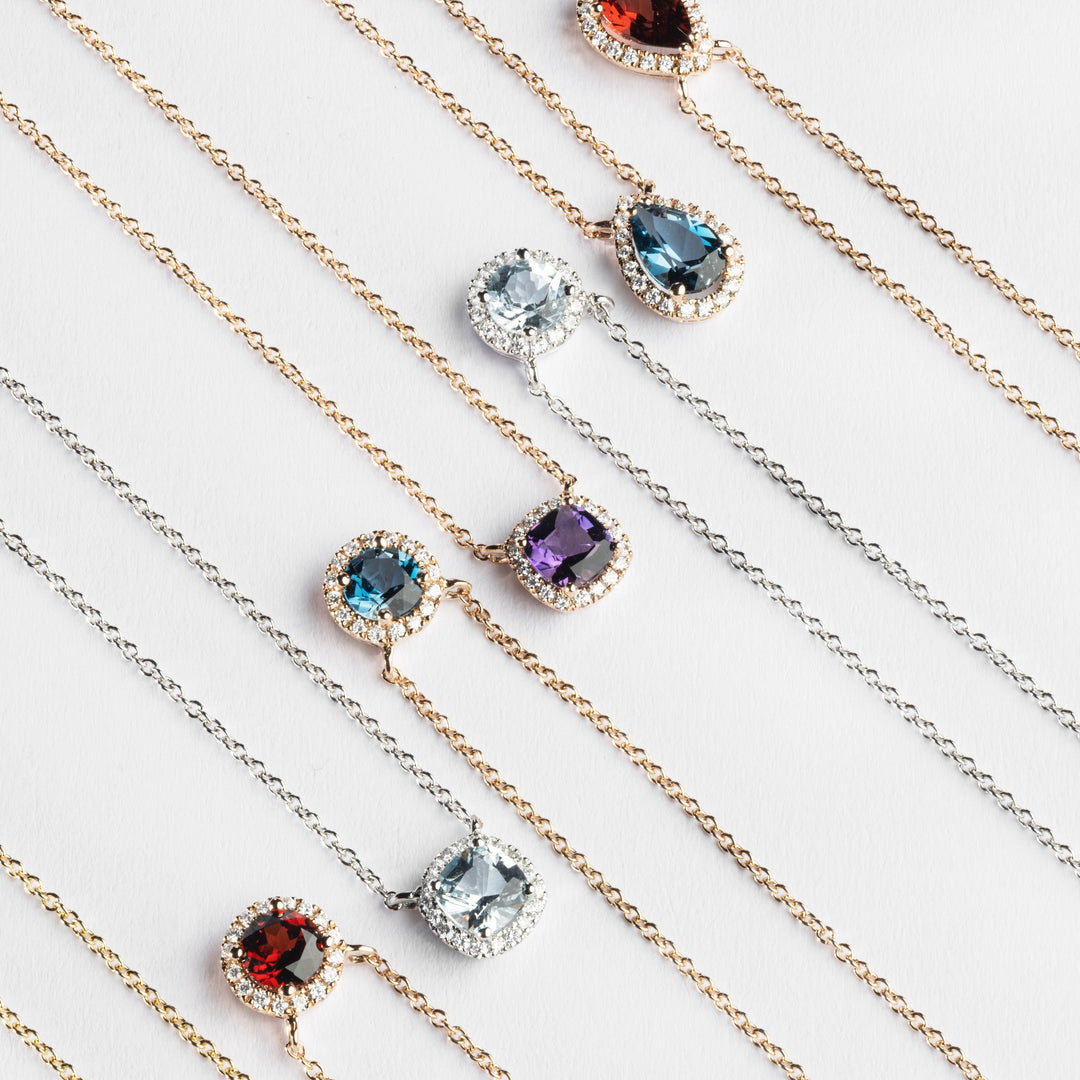 Ponte Vecchio Iris Mini Collier CP2013AMR aus Roségolf , Amethyst und Diamanten.