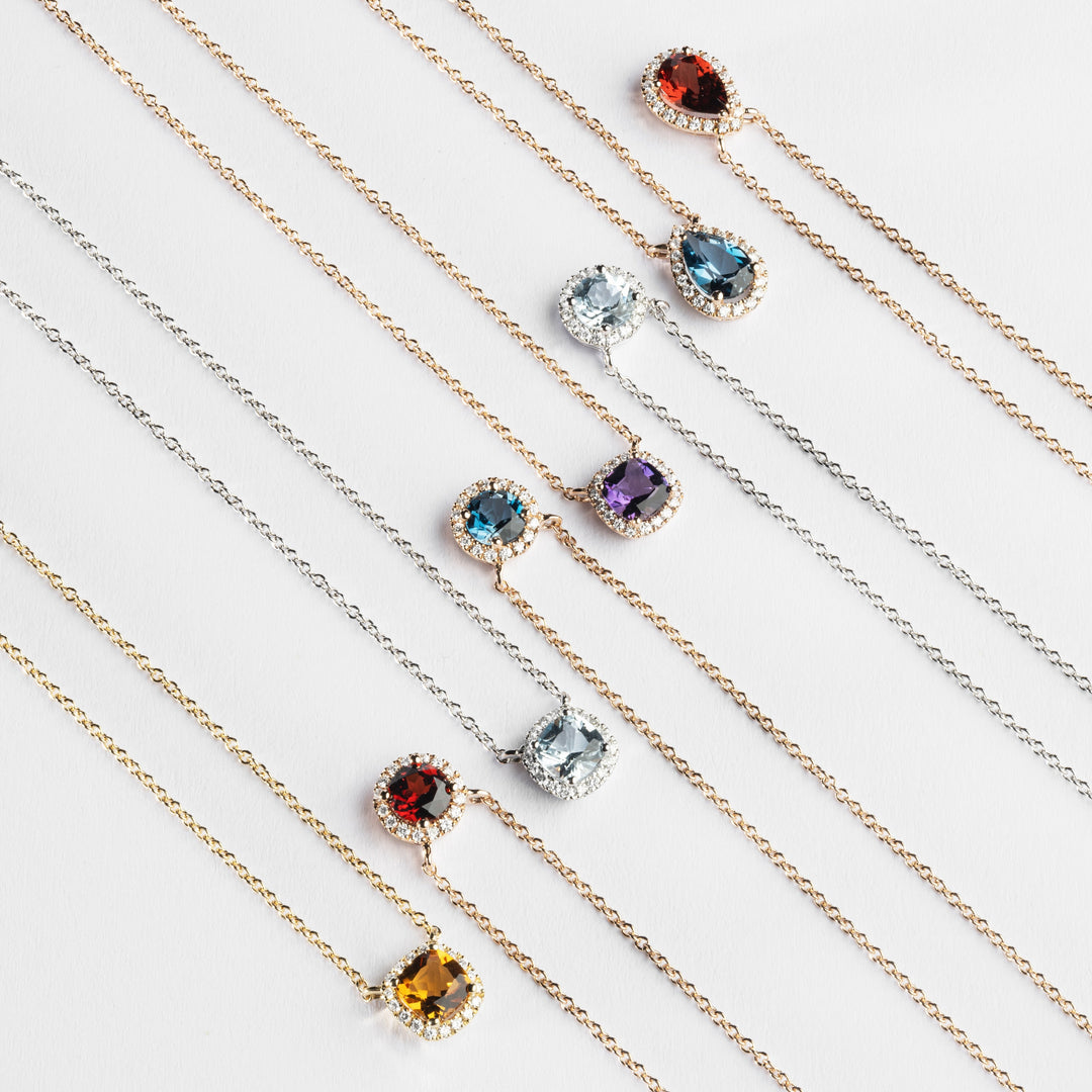 Ponte Vecchio Collier Iris Mini CP1919SPR aus Roségold, London Blue Topas und Diamanten