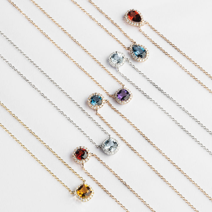 Ponte Vecchio Collier Iris Mini CP1919SPR aus Roségold, London Blue Topas und Diamanten
