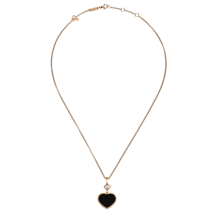 Chopard Halskette `Happy Hearts aus 18Karat Roségold, Brillant und Onix Einlage