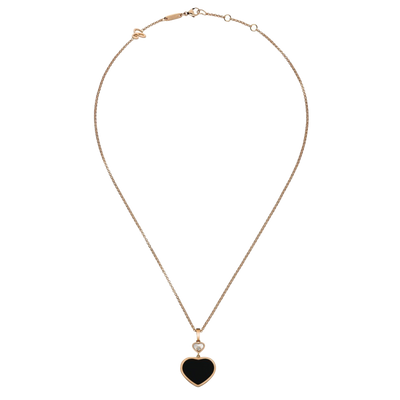 Chopard Halskette `Happy Hearts aus 18Karat Roségold, Brillant und Onix Einlage