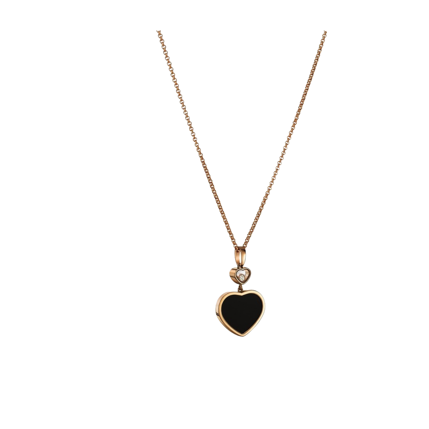 Chopard Halskette `Happy Hearts aus 18Karat Roségold, Brillant und Onix Einlage