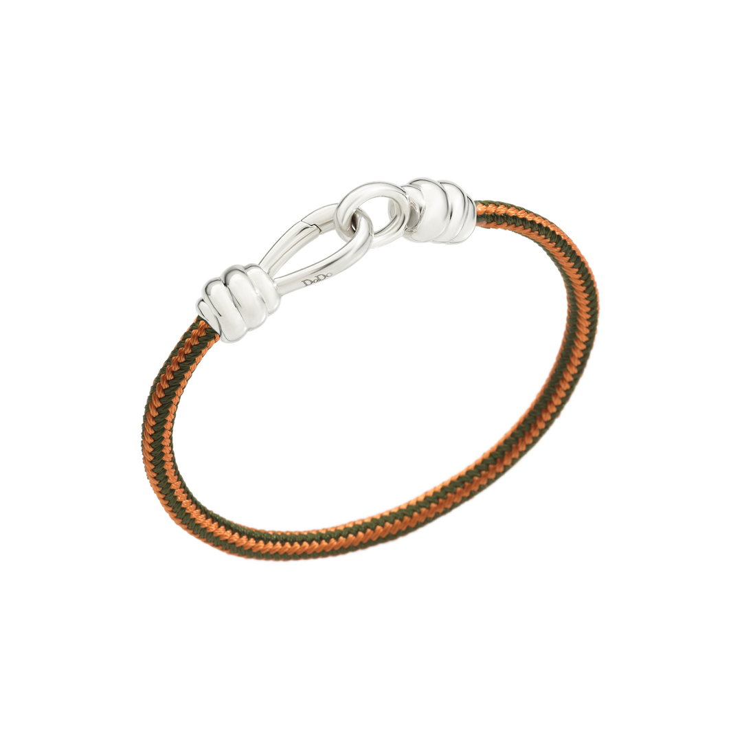 Dodo Armband Nodo, hochwertiges geflochtenes Stoffband mit Verschluss in Kontenoptik. Band in Orange/Grün