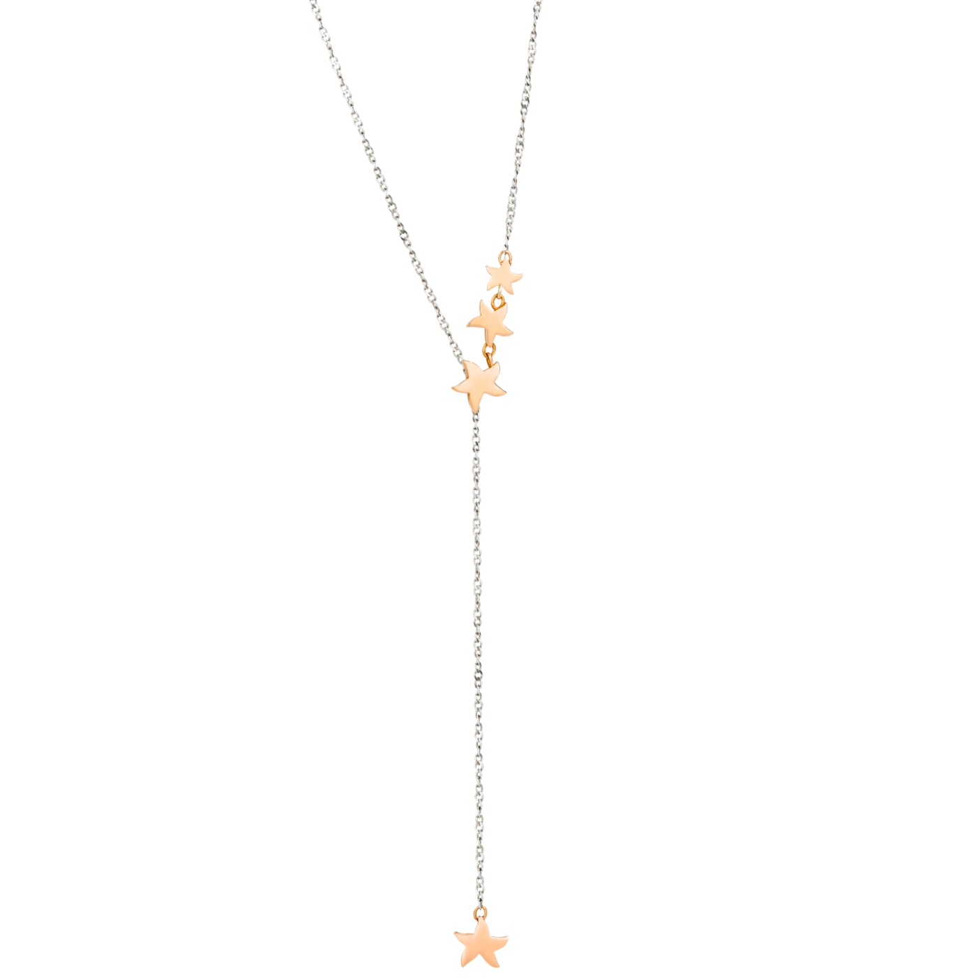DoDo Y-Halskette Stellina aus Sterling Silber mit Sternen aus  9Karat Roségold