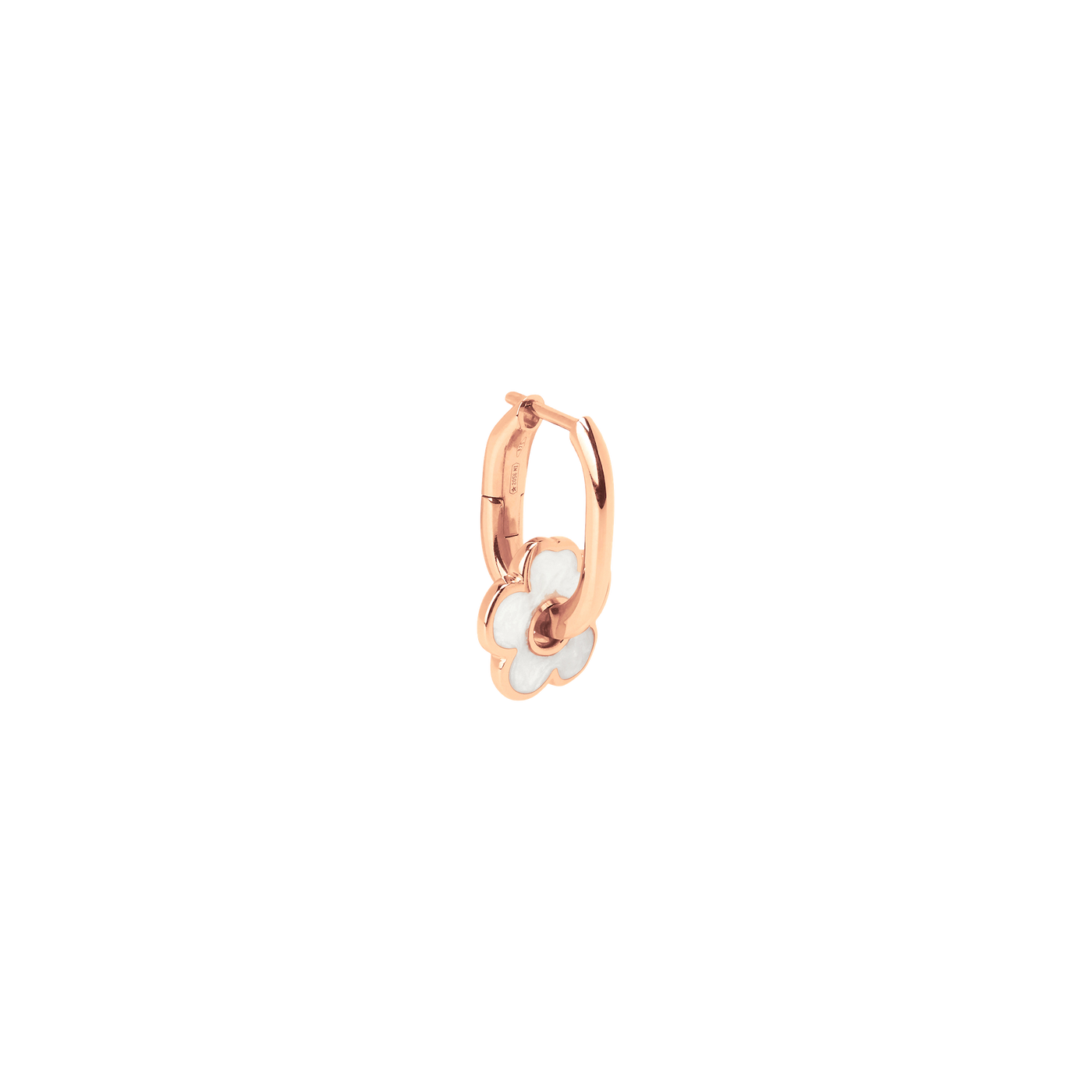Dodo Ohrstecker Fiore - elegante Creole aus Roségold und einem Blüteneinhänger mit Emailie in Perlmutt Optik