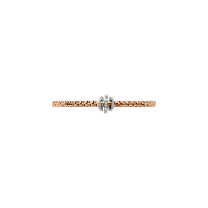 Fope Eka Armband 154b BBR aus Rosé und Weißgold. Die Kantige Ronde in Weißgold ist mit Diamanten besetzt.