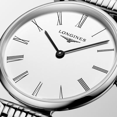 elegante Damenuhr mit mattweißem Zifferblatt